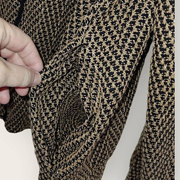Alfred‎ Dunner Womens Jacket Sz 16 Black Gold Zip Front Tweed Vtg 80s Classicore - Picture 6 of 13